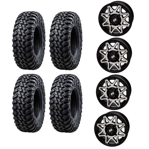 Tusk Aramid Terrabite 30x10-14 Tires Mounted on Tusk Tintic Machined 4/156 Wheels