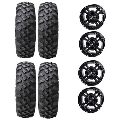Tusk Megabite 30x10-14 Tires Mounted on Tusk Beartooth Black 4/137 Wheels