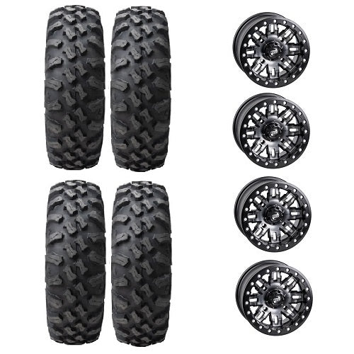 
                  
                    Tusk Megabite Tire & Wheel Kits Mounted on Tusk Teton Gun Metal Beadlock Wheels
                  
                