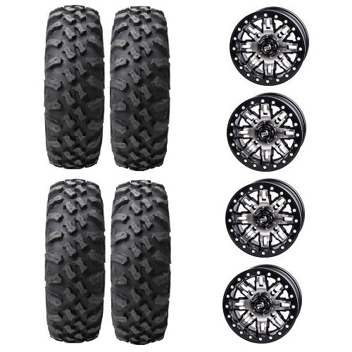 Tusk Megabite 34x10-15 Tires Mounted on Tusk Teton Machined 4/137 Beadlock Wheels