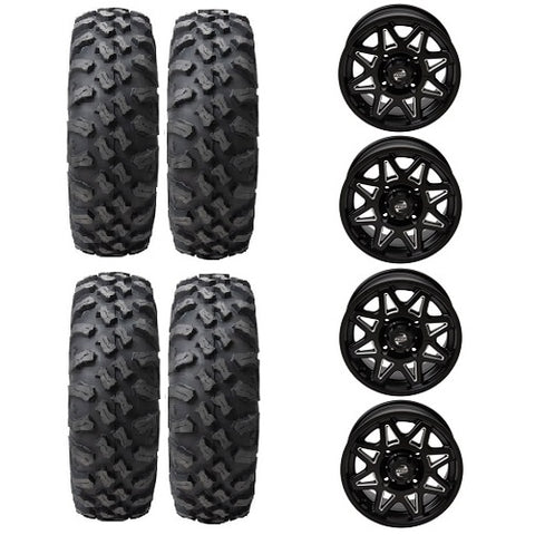 Tusk Megabite Tires Mounted on Tusk Tintic Black Milled Wheels