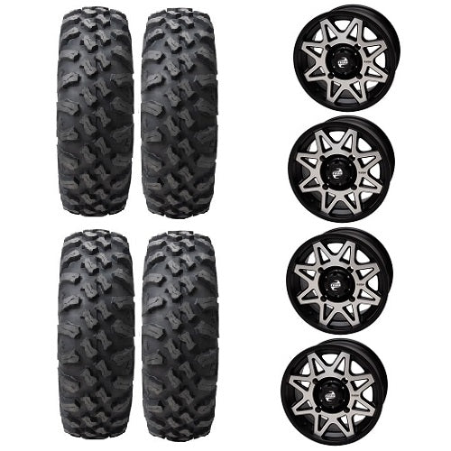 Tusk Megabite 34x10-15 Tires Mounted on Tusk Tintic Machined 4/156 Wheels