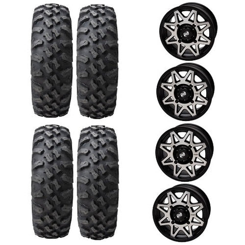 Tusk Megabite 30x10-14 Tires Mounted on Tusk Tintic Machined 4/156 Wheels