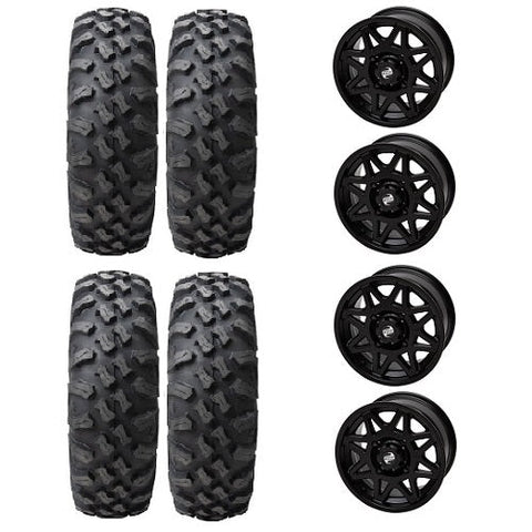 Tusk Megabite 32x10-14 Tires Mounted on Tusk Tintic Black 4/137 Wheels