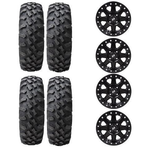 Tusk Megabite Tire & Wheel Kits Mounted on Tusk Uinta Black Beadlock Wheels