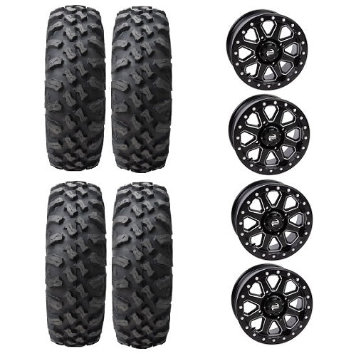 Tusk Megabite Tire & Wheel Kits Mounted on Tusk Uinta Black Milled Beadlock Wheels
