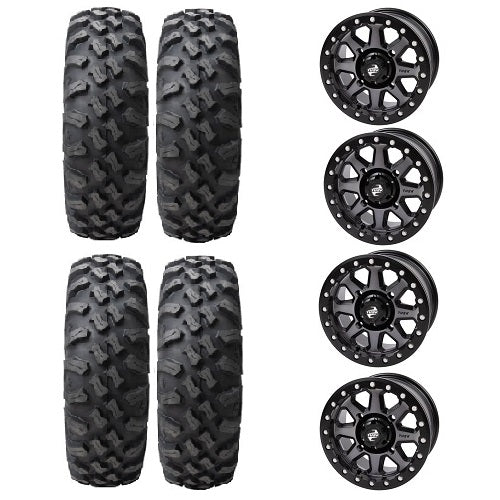 
                  
                    Tusk Megabite Tire & Wheel Kits Mounted on Tusk Uinta Gun Metal Beadlock Wheels
                  
                
