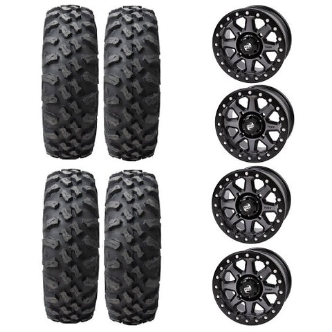 Tusk Megabite Tires Mounted on Tusk Uinta Gunmetal Beadlock Wheels