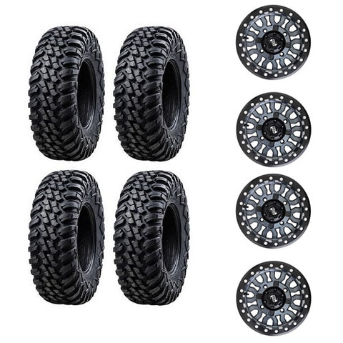 Tusk Terrabite Tire & Wheel Kits Mounted on Fremont Gunmetal Beadlock Wheels