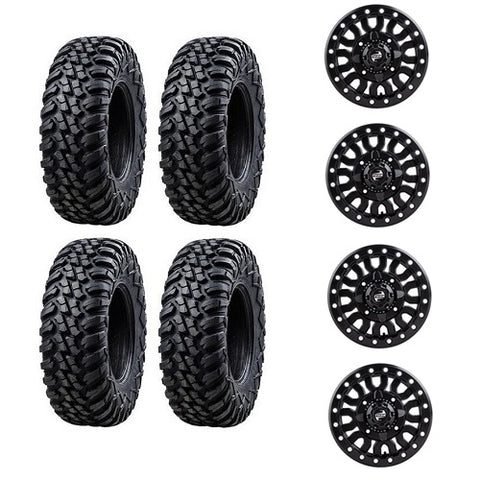 Tusk Terrabite Tire & Wheel Kits Mounted on Fremont Matte Black Beadlock Wheels