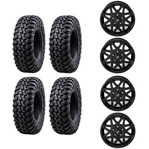 Tusk Terrabite 32x10-15 Tires Mounted on Tusk Tintic Black 5/4.5 Wheels