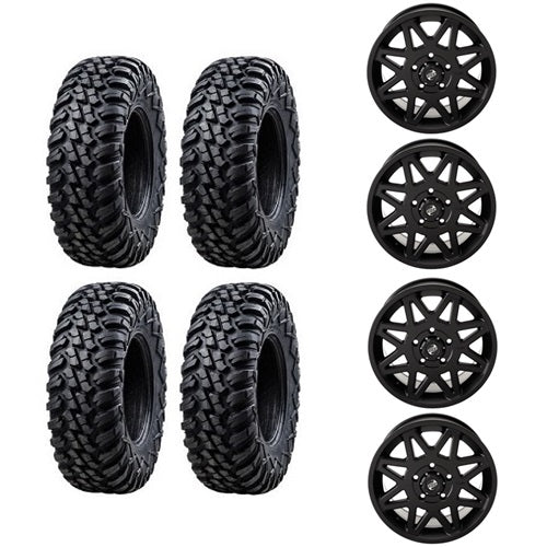 
                  
                    Tusk Aramid Terrabite Tire & Wheel Kits 30x10-15 Mounted on Tusk Tintic Matte Black 5/4.5 Wheels
                  
                