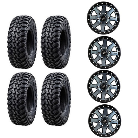 Tusk Terrabite Tires Mounted on Tusk Uinta Gun Metal & Black Beadlock Wheels