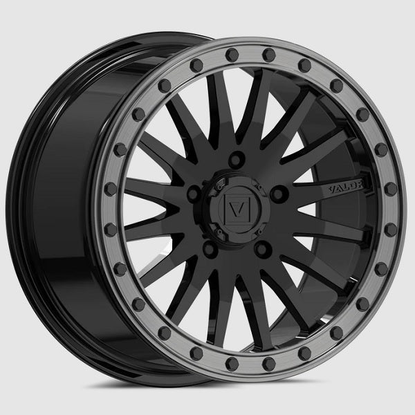 VALOR OFFROAD V06 Gloss Black Beadlock Wheels RZR Turbo R Wheels