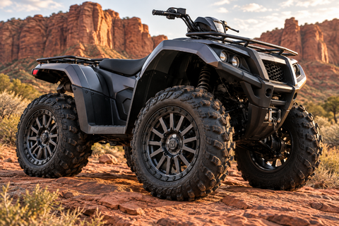 VALOR Offroad V16 Satin Gunmetal Wheels on an ATV