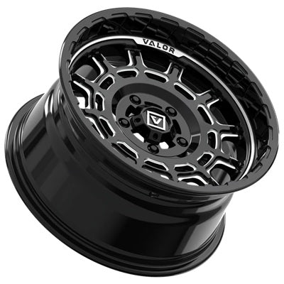 VALOR V17 Gloss Black Milled Wheels - 15x8, 5/4.5