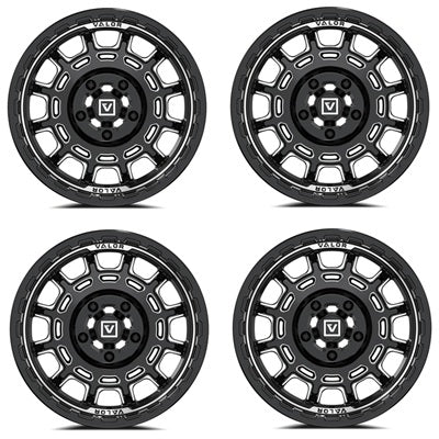 VALOR V17 Gloss Black Milled Wheel Set