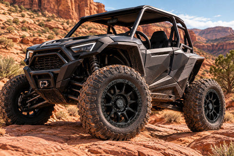 VALOR V18 Gloss Black Beadlock Wheels - 15x7 - 5/4.5 on a UTV