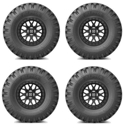 
                  
                    VALOR OFFROAD Alpha Tires Mounted on VALOR V07 Satin Black Beadlock Wheels
                  
                