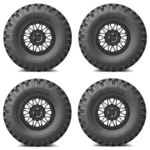 VALOR OFFROAD Alpha Tires 35x10-15 Mounted on 4/137 VALOR V08 Dark Tint Beadlock Wheels