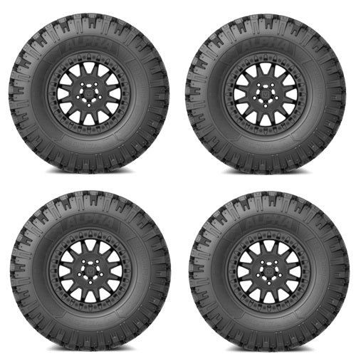 
                  
                    VALOR OFFROAD Alpha Tire & Wheel Kits 35x10-15 Mounted on VALOR V09 Brushed Charcoal
                  
                