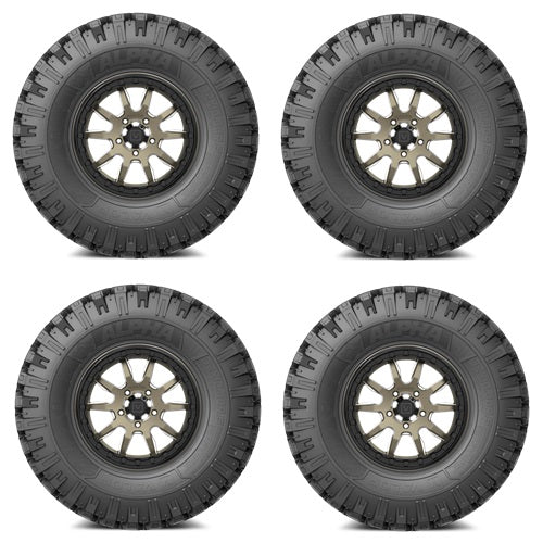 
                  
                    VALOR OFFROAD Alpha Tire & Wheel Kits Mounted on VALOR V15 Satin Bronze
                  
                