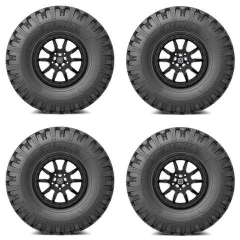 VALOR OFFROAD Alpha Tire & Wheel Kits Mounted on VALOR V15 Satin Black
