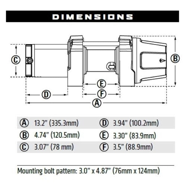
                  
                    WARN VRX 25 Powersports Winch Measurements
                  
                