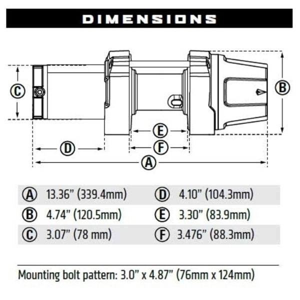 
                  
                    WARN VRX 35-S Powersports Winch - Measurments
                  
                
