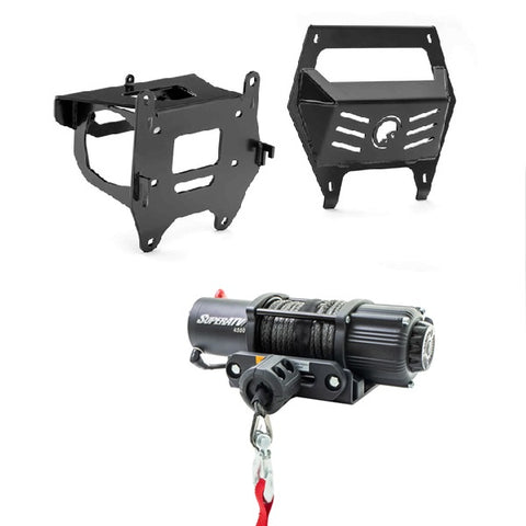 SuperATV Polaris RZR PRO R / PRO S / TURBO R Winch Mounting Plate with 4500 lb. Winch