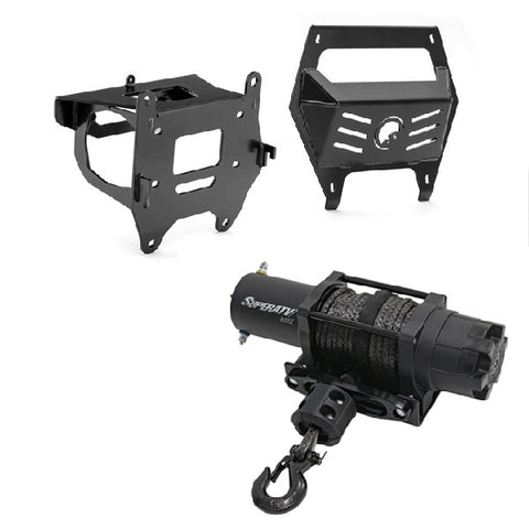 SuperATV Polaris RZR PRO R / PRO S / TURBO R Winch Mounting Plate with 6000 lb. Winch