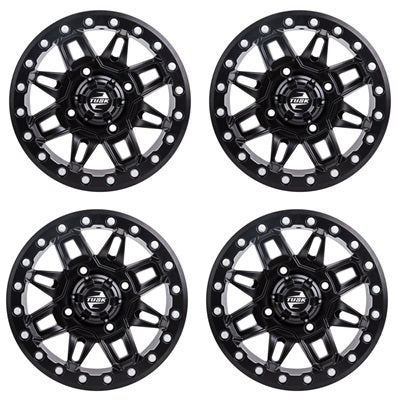 Tusk Wasatch Matte Black Beadlock Wheel Set