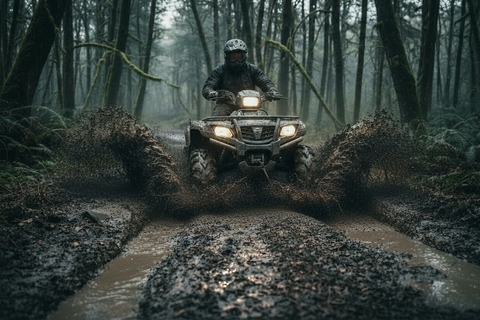 SuperATV Terminator Tire on ATV in Mud