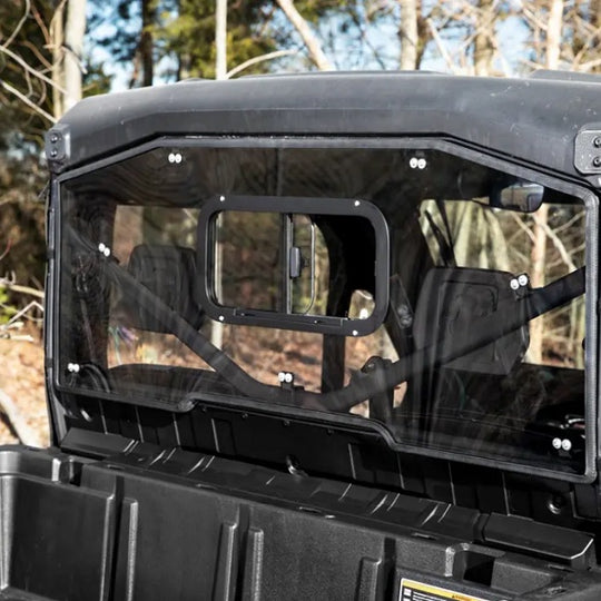 
                  
                    SuperATV Can-Am Defender Sliding Rear Windshield Close Up
                  
                