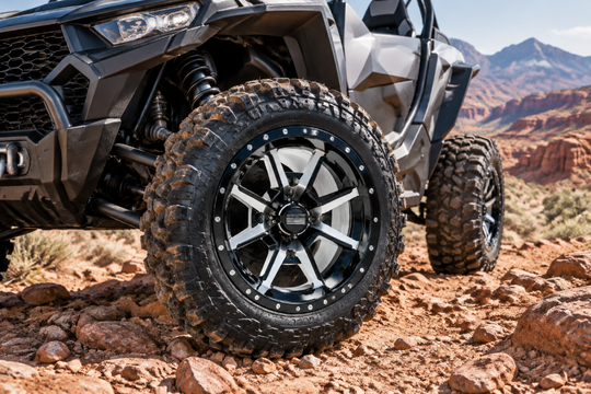 
                  
                    Frontline 556 Black & Machined Wheel on UTV
                  
                