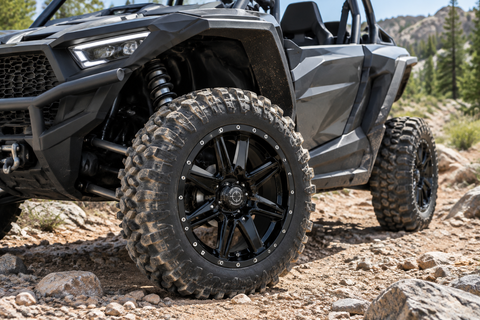 308 Glossy black wheel on a Side-by-Side UTV