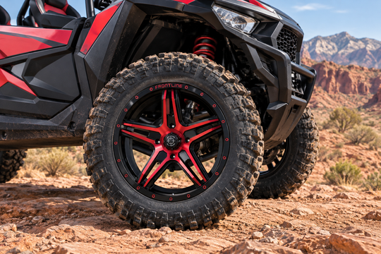 
                  
                    505 Red-and-black Frontline wheels installed on a Side-by-Side UTV
                  
                