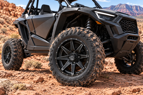 308 Matte Black wheels on a UTV