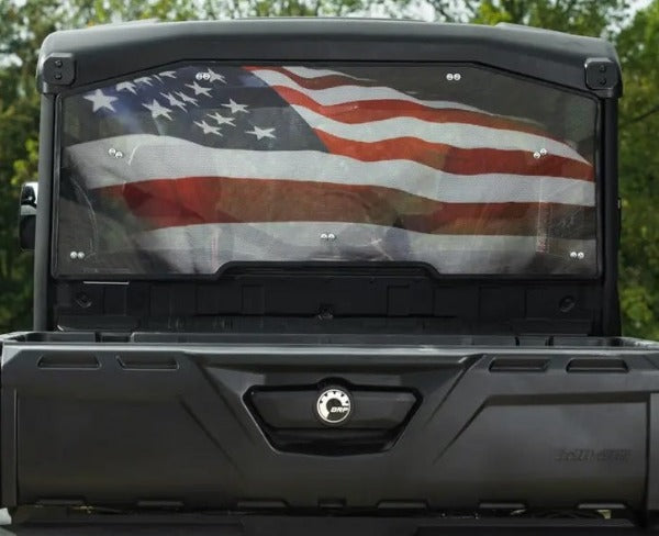 SuperATV Can Am Defender Rear Printed Windshields American Flag