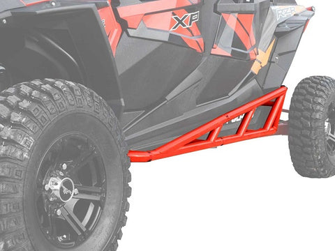 SuperATV Nerf Bar Rock Sliders for Polaris RZR 900 4 Red