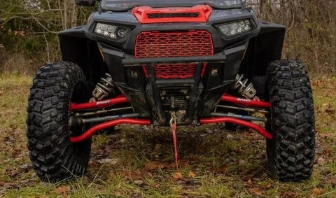 SuperATV Polaris RZR XP Turbo Chromoly 1.5 Inch Forward Offset A-Arms Red