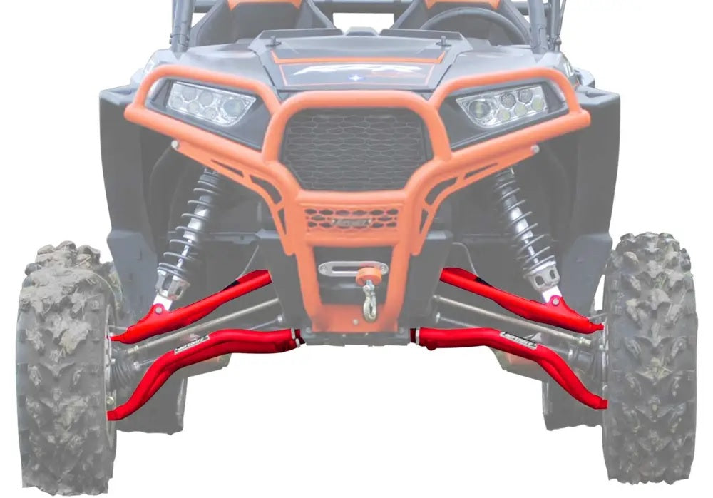 SuperATV Polaris RZR XP Turbo High Clearance Front A Arm Sets Red