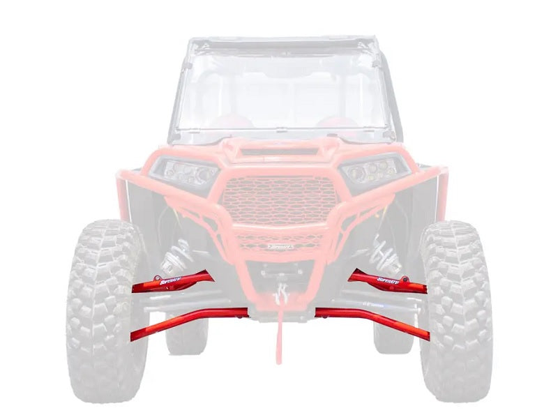 SuperATV Polaris RZR XP Turbo High Clearance Front A Arm Set Red