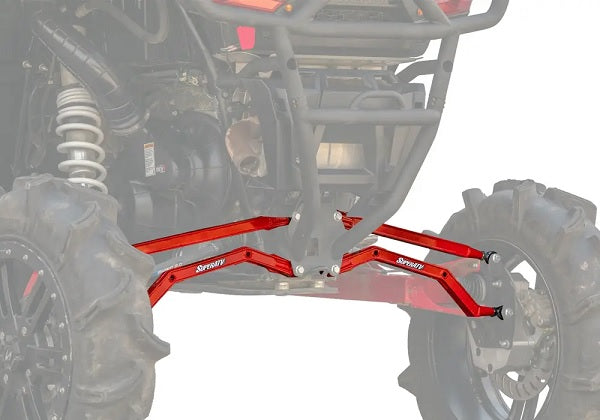 SuperATV High Clearance Rear Boxed Radius Arms for Polaris RZR XP 1000 Red